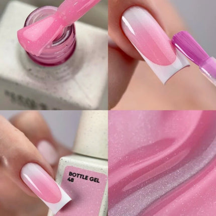 Nailsoftheday Bottle Gel 48 Shimmer-pink with silver shimmer , 10ml