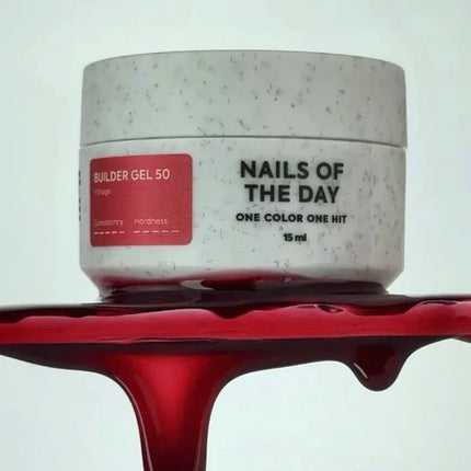 NAILSOFTHEDAY Builder Gel 50 Vitrage — Red stained glass builder gel for nail extensions, 15 ml