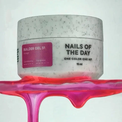 NAILSOFTHEDAY Builder Gel 51 Vitrage — Pink stained glass builder gel for nail extensions, 15 ml