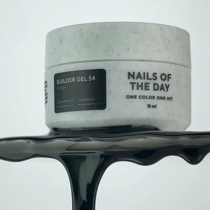 NAILSOFTHEDAY Builder Gel 54 Vitrage — Black stained glass builder gel for nail extensions, 15 ml