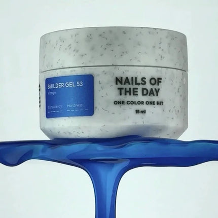 NAILSOFTHEDAY Builder Gel 53 Vitrage — Blue stained glass builder gel for nail extensions, 15 ml
