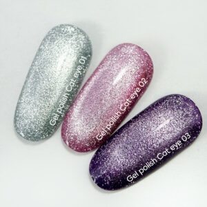 NAILSOFTHEDAY Gel polish Cat Eye 04 — dark purple cat eye gel polish with fine glitter and a light reflective effect, overlapping in one layer, 6 ml