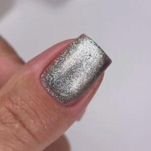 NAILSOFTHEDAY Gel polish Cat Eye 01 — silver cat eye gel polish with fine glitter and a light reflective effect, overlapping in one layer, 6 ml