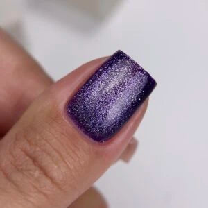 NAILSOFTHEDAY Gel polish Cat Eye 04 — dark purple cat eye gel polish with fine glitter and a light reflective effect, overlapping in one layer, 6 ml
