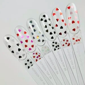 NAILSOFTHEDAY Kupidon top 02 — glossy top without a sticky layer with red hearts, 10 ml