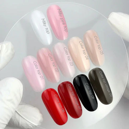 NAILSOFTHEDAY Color Top Vitrage 07 — Deep burgundy semi-transparent non-sticky top coat for nails, 10 ml.