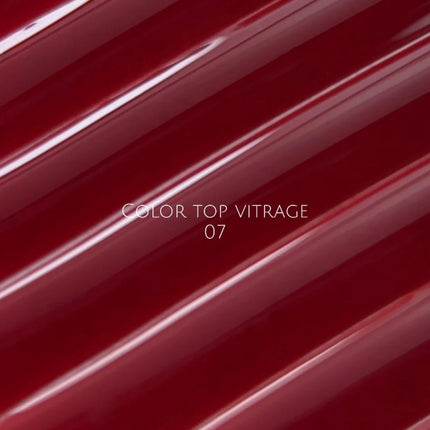 NAILSOFTHEDAY Color Top Vitrage 07 — Deep burgundy semi-transparent non-sticky top coat for nails, 10 ml.