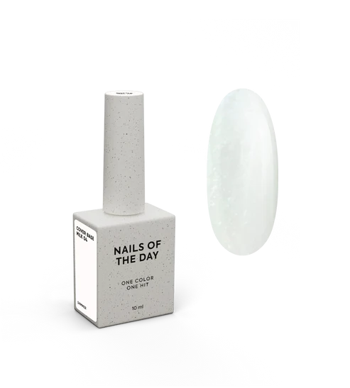 Nailsoftheday Cover base NEW Formula milk 04 — camouflage base in a milky tone with silver glitter for nails, 10 ml