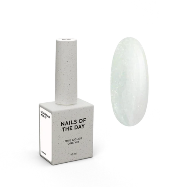 Nailsoftheday Cover base NEW Formula milk 07 — a milky, semi-transparent shade with a golden shimmer that provides a warm golden reflection, a camouflage base for nails, 10 ml.