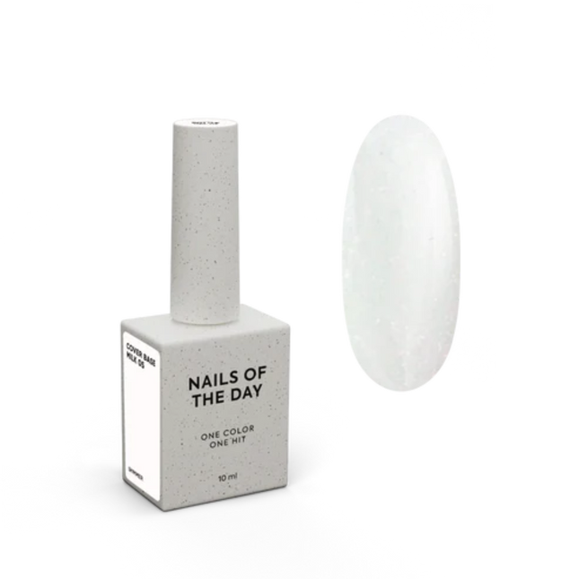 Nailsoftheday Cover base NEW Formula milk 05 — a milky, semi-transparent shade with a pink shimmer that intensifies the color and makes it warmer, a camouflage base for nails, 10 ml.