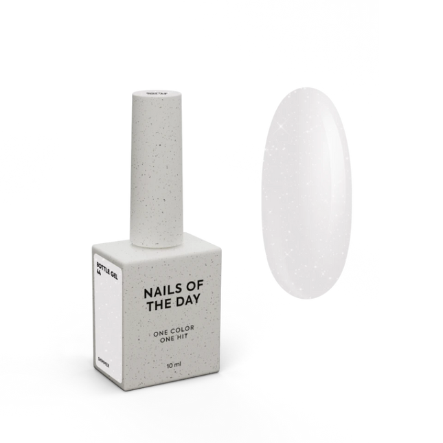 Nailsoftheday Bottle Gel 44 Shimmer- white with silver shimmer, 10ml