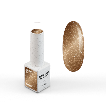 NAILSOFTHEDAY Gel polish Cat Eye 10 — brown with golden shimmer cat eye gel polish, overlapping in one layer, 6 ml