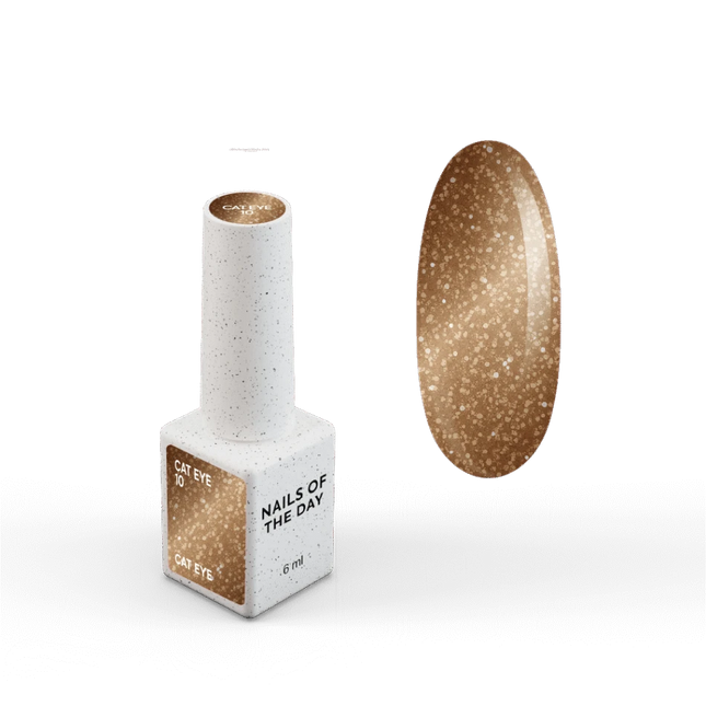 NAILSOFTHEDAY Gel polish Cat Eye 10 — brown with golden shimmer cat eye gel polish, overlapping in one layer, 6 ml