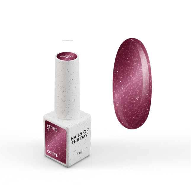 NAILSOFTHEDAY Gel polish Cat Eye 11 — dark raspberry cat eye gel polish, overlapping in one layer, 6 ml