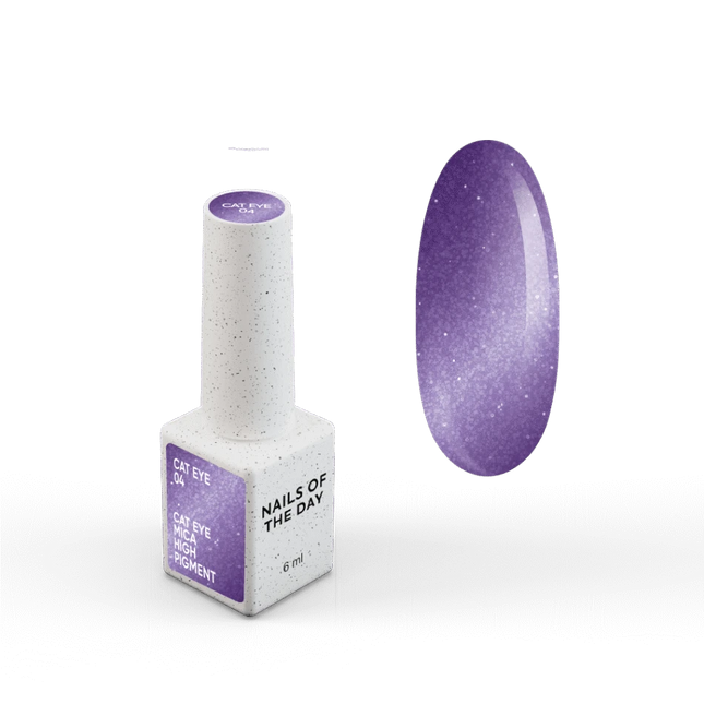 NAILSOFTHEDAY Gel polish Cat Eye 04 — dark purple cat eye gel polish with fine glitter and a light reflective effect, overlapping in one layer, 6 ml
