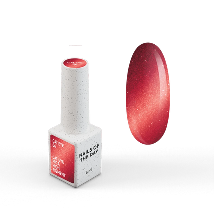 NAILSOFTHEDAY Gel polish Cat Eye 06 — red cat eye gel polish with fine glitter and a light reflective effect, overlapping in one layer, 6 ml
