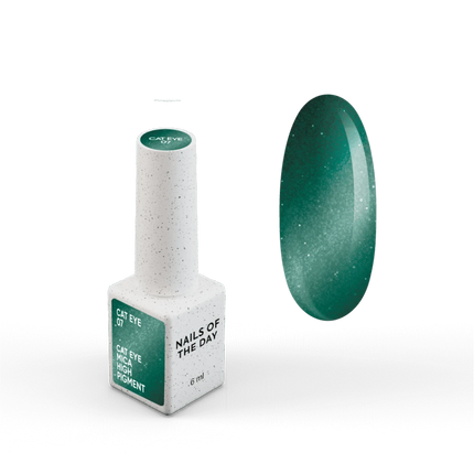 NAILSOFTHEDAY Gel polish Cat Eye 07 — green cat eye gel polish with fine glitter and a light reflective effect, overlapping in one layer, 6 ml
