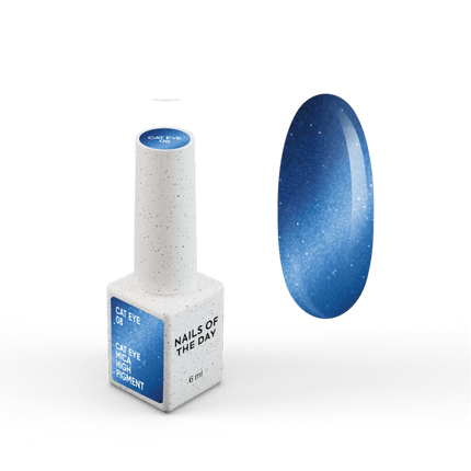 NAILSOFTHEDAY Gel polish Cat Eye 08 — blue cat eye gel polish with a fine sheen and a light reflective effect, overlapping in one layer, 6 ml