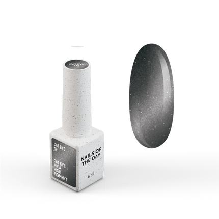 NAILSOFTHEDAY Gel polish Cat Eye 09 — black cat eye gel polish with fine glitter and a light reflective effect, overlapping in one layer, 6 ml