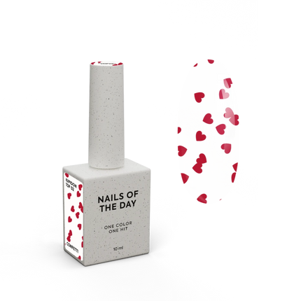 NAILSOFTHEDAY Kupidon top 02 — glossy top without a sticky layer with red hearts, 10 ml