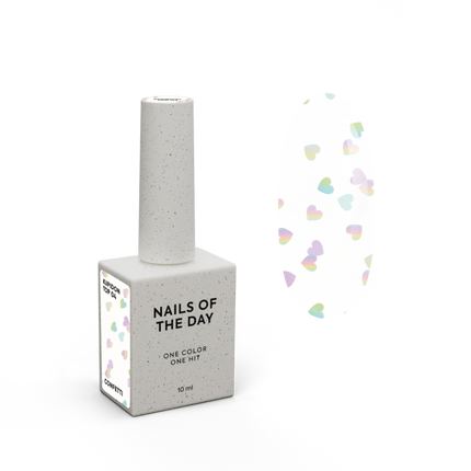 NAILSOFTHEDAY Kupidon top 04 — glossy top without a sticky layer with holographic hearts, 10 ml