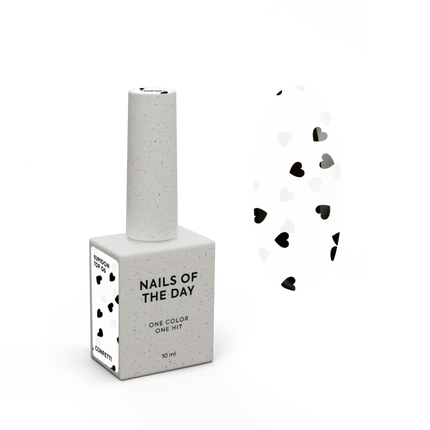 NAILSOFTHEDAY Kupidon top 06 — glossy top without a sticky layer with black and white hearts, 10 ml