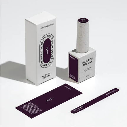 NAILSOFTHEDAY Color of the Month — January 2026 Midnight — intense plum shade, full coverage in one coat, 10 ml