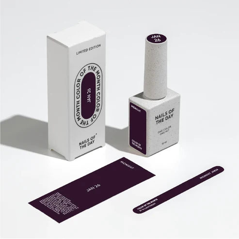NAILSOFTHEDAY Color of the Month — January 2026 Midnight — intense plum shade, full coverage in one coat, 10 ml