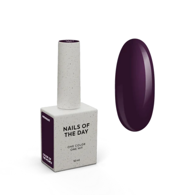 NAILSOFTHEDAY Color of the Month — January 2026 Midnight — intense plum shade, full coverage in one coat, 10 ml