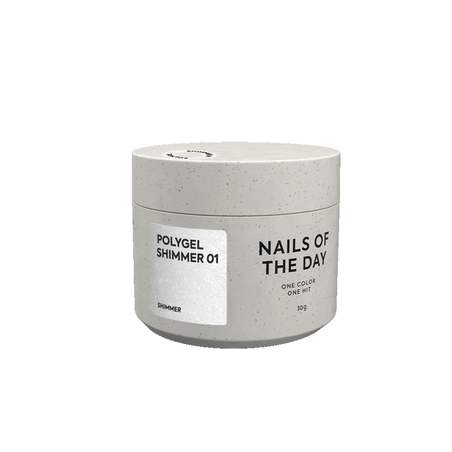 NAILSOFTHEDAY Polygel shimmer 01 — white with shimmer polygel, 30 g