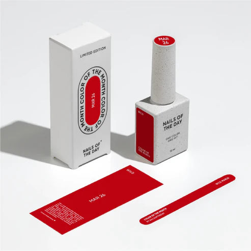 NAILSOFTHEDAY Color of the Month March 2026 Wild — untamed red with one-coat coverage, 10 ml