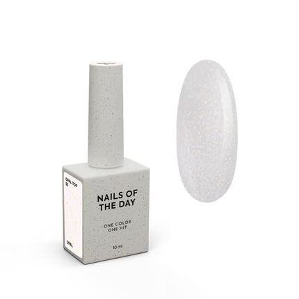 NAILSOFTHENIGHT Opal Top 02 — Top coat with opal glitter on a light milky base, no sticky layer and no UV filters for nails, 10 ml
