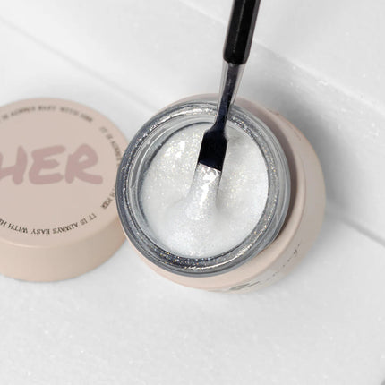 Her Builder Gel Mousseline Sparkle Milky White, 15ml