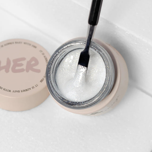 Her Builder Gel Mousseline Sparkle Milky White, 15ml
